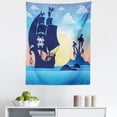 thumbnail image 1 of Pirate Theme Tapestry, Cartoon Ship Sailboat with Anchor and Island at Cloudy Morning, Fabric Wall Hanging Decor for Bedroom Living Room Dorm, 5 Sizes, Sea Blue Indigo and Cream, by Ambesonne, 1 of 1