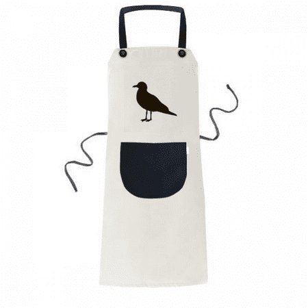 

Black Seagull Animal Portrayal Apron Adjustable Bib Cotton Linen BBQ Kitchen Pocket Pinafore
