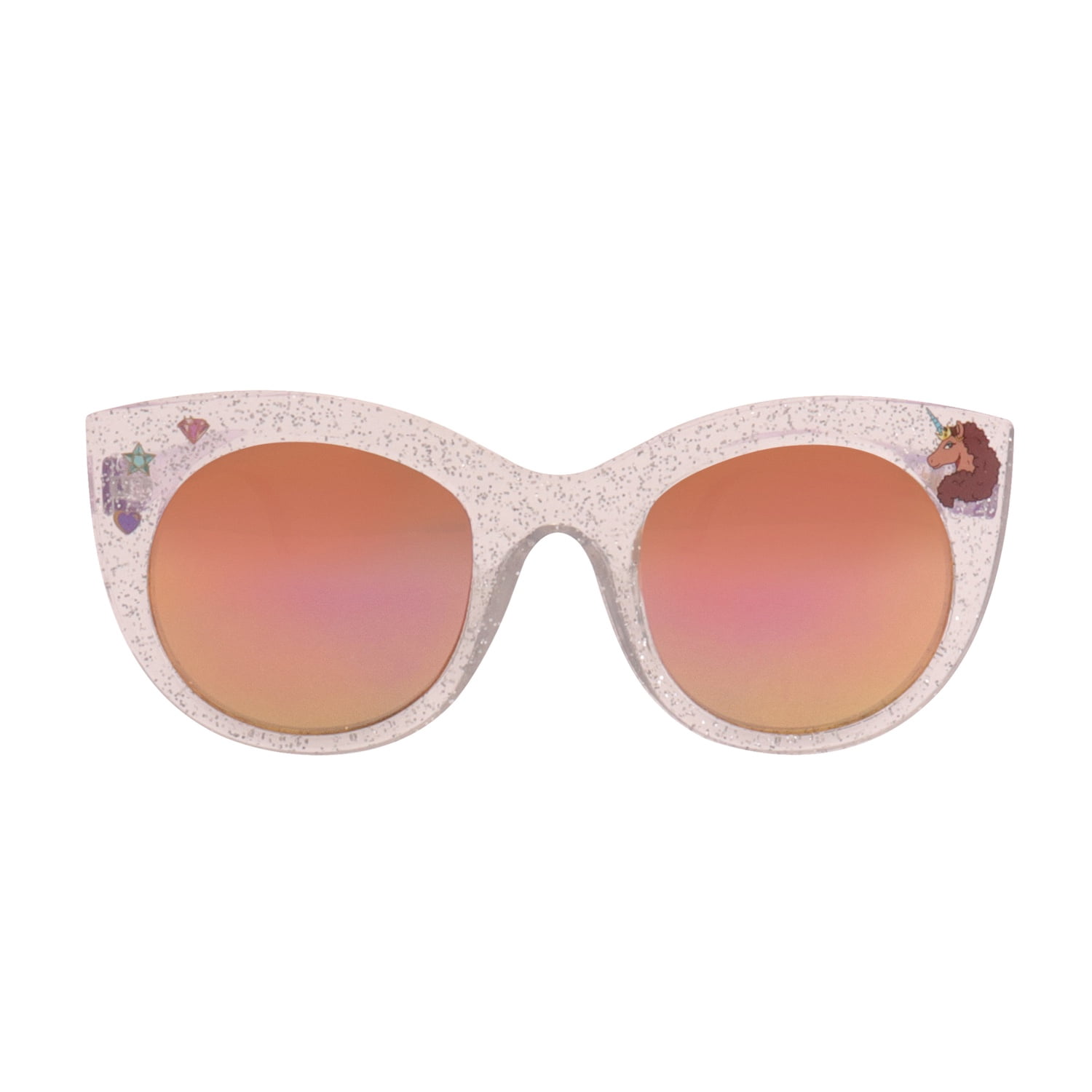 Afro Unicorn White and Purple Glitter Cateye Kids Sunglasses