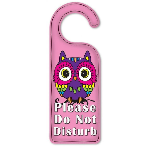 Do Not Disturb Door Knob Hanger Sign - Pink Owl
