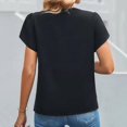 thumbnail image 3 of Vedolay Tops Womens Short Sleeve Crewneck Shirts Loose Casual Tee T-Shirt,Black S, 3 of 5