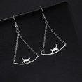 thumbnail image 3 of EUEAVAN Silver Walking Cat Dangle Earrings for Women Stainless Steel Jewelry Cute Drop Earrings, 3 of 5