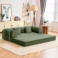 thumbnail image 4 of Atlas Mattress Perri Olive Green 79" Modular Compressed Sofa with Corduroy Upholstery, Lumbar Pillows & Metal Support, 4 of 6