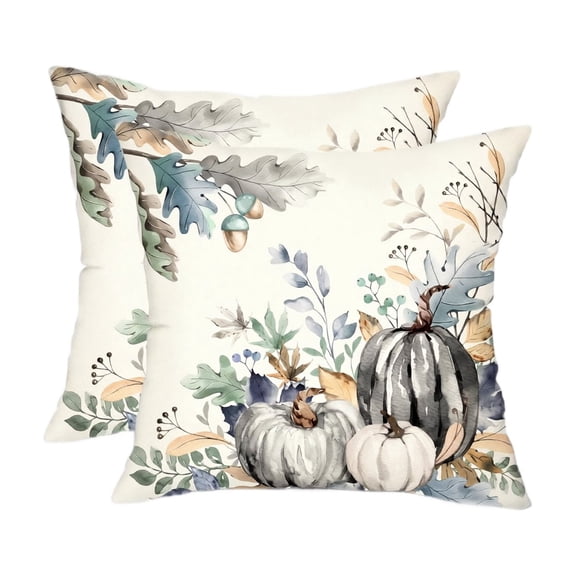 Fall Pillow Covers Set of 2 Pumpkin Pillow Covers Rustic Fall Decor Linen Seasonal Decor Gift for Thanksgiving 18 X 18 Inch