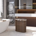 thumbnail image 4 of Seville Classics Hand-Woven Oval Double Laundry Hamper /w Liner, Mocha, 4 of 10