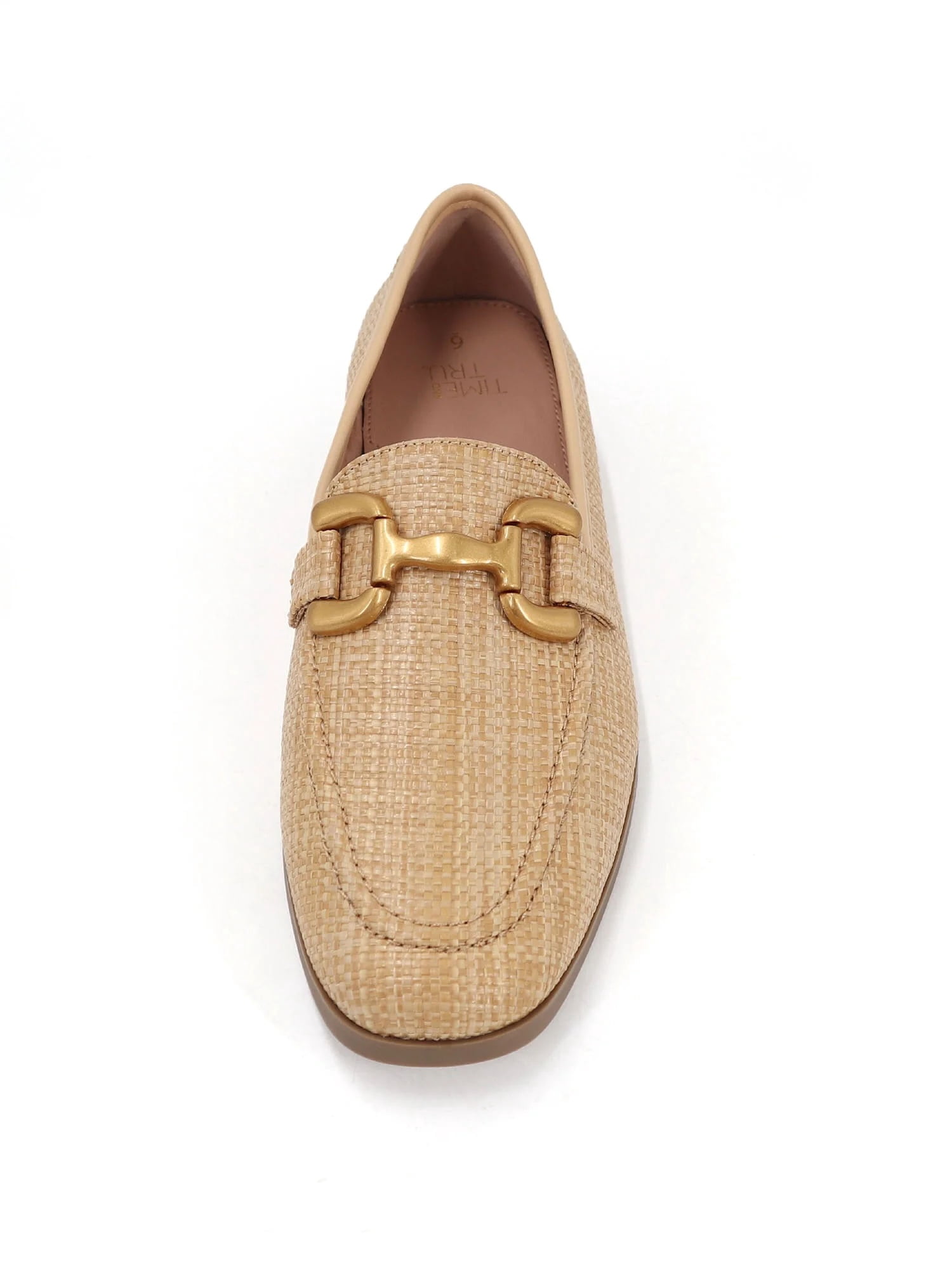 Time and Tru Women's Faux Raffia Buckle Loafers