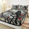 thumbnail image 3 of Manfei Halloween Crow Child Twin Sheet Sets, Vintage Cherry Blossoms Twin Fitted Sheet, Mystic Galaxy Moon Flat Sheet, Lightweight Room Decor, 3-Piece, 3 of 7