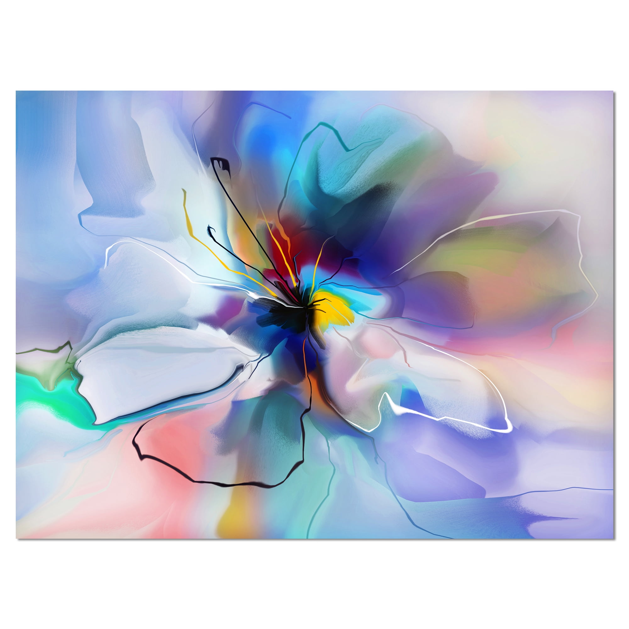 Designart 'Abstract Creative Blue Flower ' Extra Large Floral Wall Art
