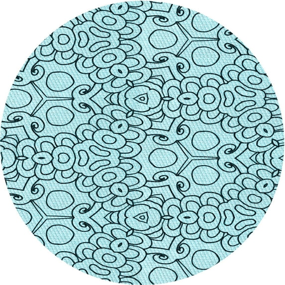 Ahgly Company Machine Washable Indoor Round Transitional Deep-Sea Green Area Rugs, 3' Round