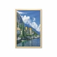 thumbnail image 1 of Italy Wall Art with Frame, Panoramic Landscape of Lake Como Mountains and Clouds Digital Image Print, Printed Fabric Poster for Bathroom Living Room, 23" x 35", Blue and Green, by Ambesonne, 1 of 2