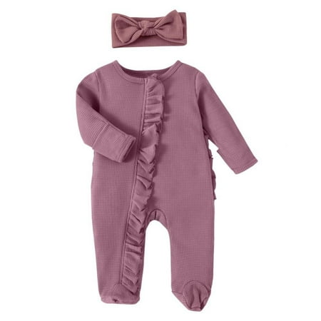 

Autumn Spring Infant Newborn Baby Girl Romper Solid Cute Long Sleeve Zipper Jumpsuit Soft Baby Clothing 0-24M One Piece