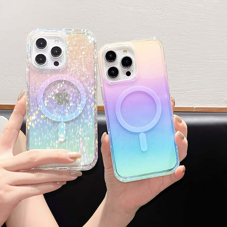 Magnetic for iPhone 15 Pro Max Case Women Girls, [Holographic Iridescent  Color Changing Effect] Fashion Slim Cute and Shockproof Anti-fall  Protective ...
