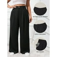 thumbnail image 3 of SWQZVT Womens Pants Plus Size Pants for Women Black Wide Leg Dress Pants with Pockets Casual Loose Fit Comfortable Work Pants 3XL, 3 of 8