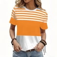 thumbnail image 4 of jjayotai Womens Tops Striped Color Block Tshirts Summer Short Sleeve Crewneck T Shirts Vacation Outfits Fashion Basic Tee Tops, 4 of 6