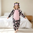 thumbnail image 2 of Fluffy Warm Family Matching Pajamas Cow Spotted Print Flannel Button Hooded One Piece Jumpsuit Loungewear for Adults Kids, 2 of 7