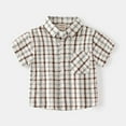 thumbnail image 6 of WOLLED 1-8T Baby Boys Plaid Button down Shirts Summer Short Sleeve Casual Shirts with Pocket for Kids Toddler, 6 of 11