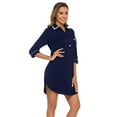 thumbnail image 7 of ANLIQI Womens Cotton Nightgown Sexy Button Down Night Shirts Soft Summer Sleep Shirt Ladies Comfy Night Dress (Navy Blue, L), 7 of 7