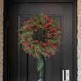 thumbnail image 4 of 18 Inch Winter Christmas Wreath Artificial Pine Needle Wreath with Vibrant Red Berries Cedar Leaves for Front Door Indoor Outdoor Holiday Decorations Xmas Home Wall Decor Festive Winter Display, 4 of 8