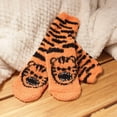 thumbnail image 6 of Women's 1 Pair Super Soft Cute Fuzzy Cozy Warm Animal Face Indoor Outdoor Cabin Crew Home Socks, Tiger, 6 of 8