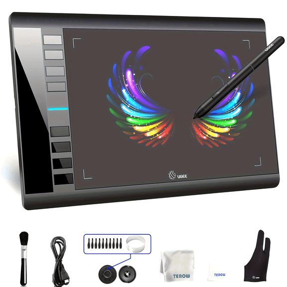 UGEE M708 V3 Large Drawing Tablet (10x6 Inch) - 8192 Pressure Sensitivity, Battery - Free Stylus, Shortcut Keys, for Digital Art/Online Teaching