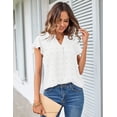 thumbnail image 2 of Merokeety Womens Summer Tops Ruffle Short Sleeve Blouse V Neck Flowy Tunic Shirts White m, 2 of 4