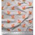 thumbnail image 1 of Soimoi Gray Cotton Voile Fabric Tribal Fox & Dots Printed Fabric 1 Yard 42 Inch Wide, 1 of 3
