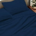 thumbnail image 4 of Luxury Hotel Bed Sheets and Pillowcase Set 1000 Thread Count 100% Cotton, 15" Inch Deep Pocket Premium Hotel Quality Smooth & Soft Bedding Sheet Set, Twin XL Size - Navy Blue Stripe, 4 of 5