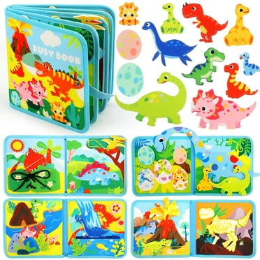 Toy Life   Dinosaur Busy Book for Toddlers, Montessori Sensory Learning Toy with Soft Felt Pages | Interactive Dino-Themed Activity Book for Early Learning, Fine Motor Skills for Kids