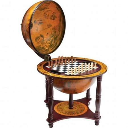 BNFUSA HHGLBCH Kassel 13 in. Diameter Globe with 57 Pieces Chess and Checkers Set