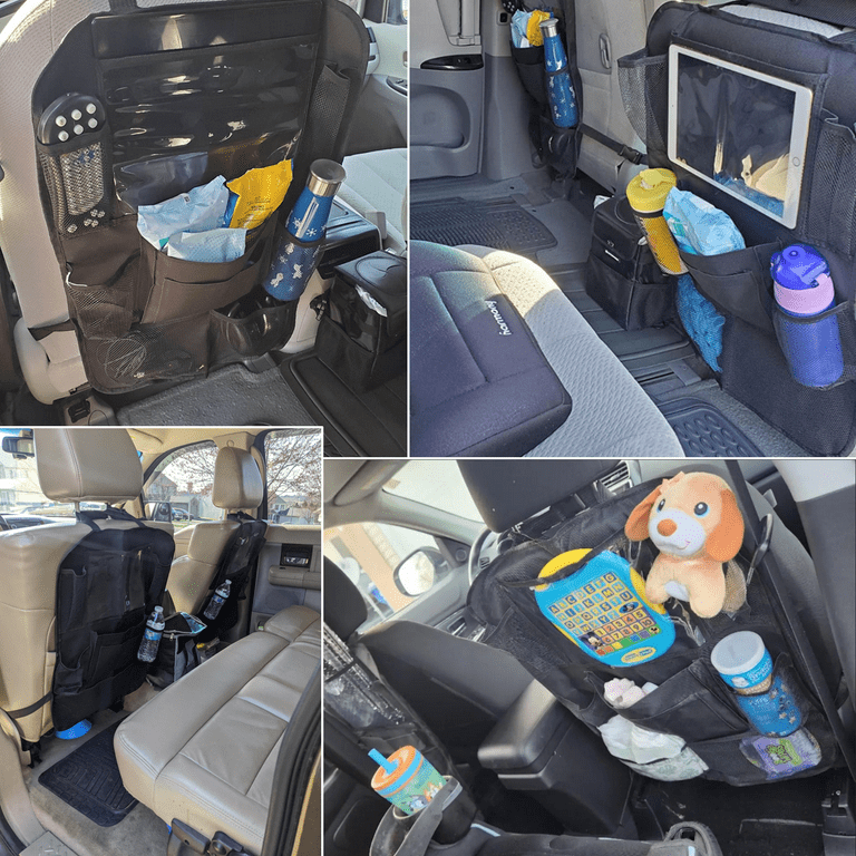 ComfiTime 2Pack Car Seat Organizer, Waterproof Car Storage Back Seat  Organizer, Heavy-Duty Seatback Organizer W/ 10” Tablet Holder Cup Holder  for Kids,10 Pockets Backseat Organizer Protector Kick Mats 