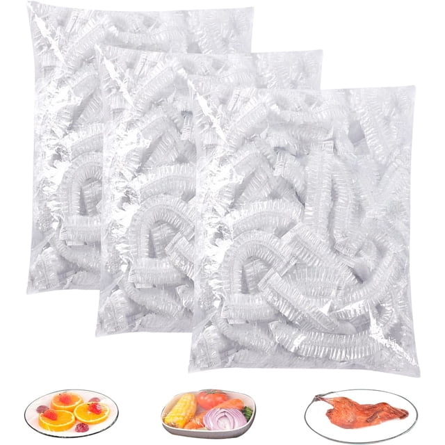 300PCS Reusable Food Wrap, Disposable Plastic Elastic Stretch Wrap, Fresh Storage Bags, Elasticated Prevent Leaks