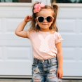 thumbnail image 2 of Bunny Checkered Tshirt for Girls Easter Tee Shirt Cute for Girls Easter Outfit Peach Shirt Youth Medium, 2 of 4