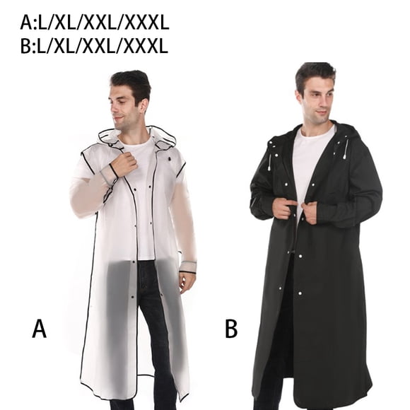 Naiovety Chubasquero largo Unisex para senderismo Poncho con capucha impermeable a prueba de viento EVA impermeable para lluvia ciclismo Paraguas de lluvia Negro XXL