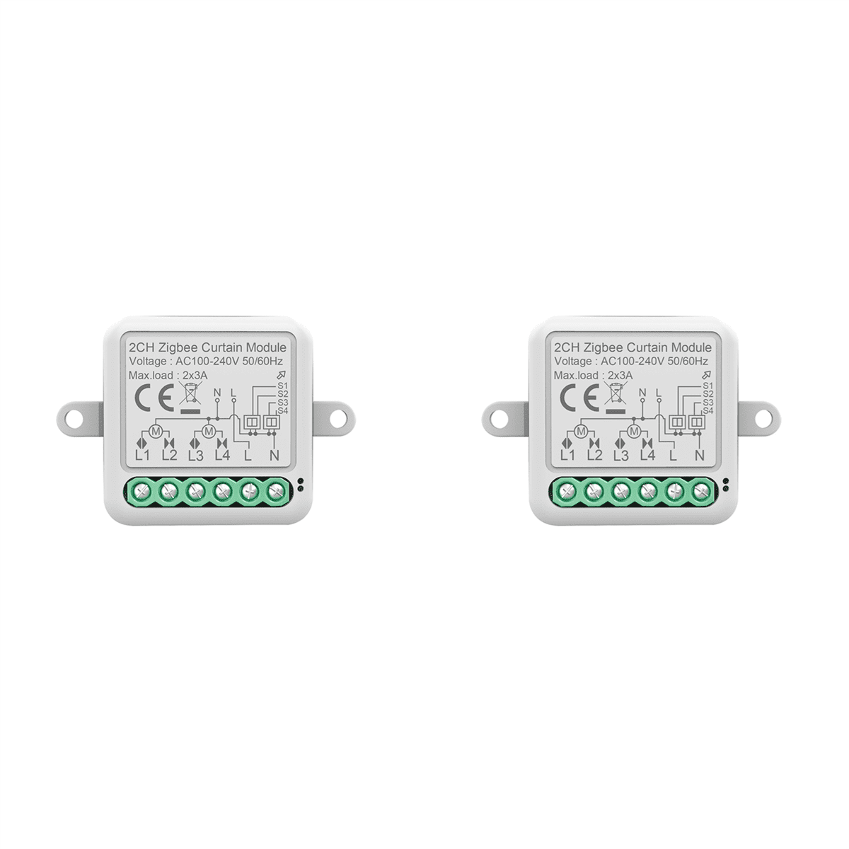 2X Tuya Zigbee Smart Curtain Switch Module 2CH Intelligent Circuit Breaker Support APP Remote Control for Curtain Switch,2 x Curtain Switch Module,White