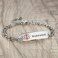 thumbnail image 2 of Adjustable Stainless Steel Warfarin Blood Thinner Medical ID Bracelet, 2 of 4