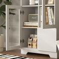 thumbnail image 7 of imerelez Wooden Floor Cabinet with 2 Glass Doors and Storage Space for Living Room, Bathroom, Entryway (White), 7 of 7