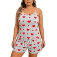 thumbnail image 2 of Asxite Pajamas for Women Set Solid Plus Size Satin Print Camisole Set Loungewear 2 Piece, 2 of 5