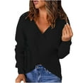 thumbnail image 2 of RYDCOT Fall Sweaters for Women Trendy Fashion Women Winter Solid Long Sleeve Pullove V-Neck Casual Sweater Tops Sale Black, 2 of 5
