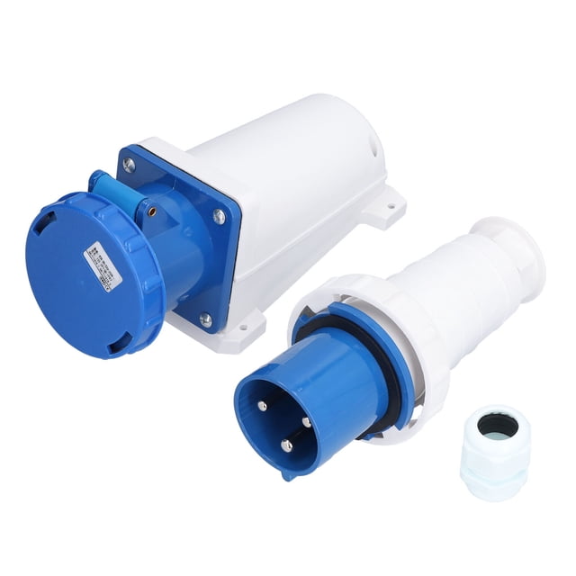 Conector industrial impermeable, cable, enchufe, trifásico, 3 pines, 2P+E, 220-250 V, 63 A