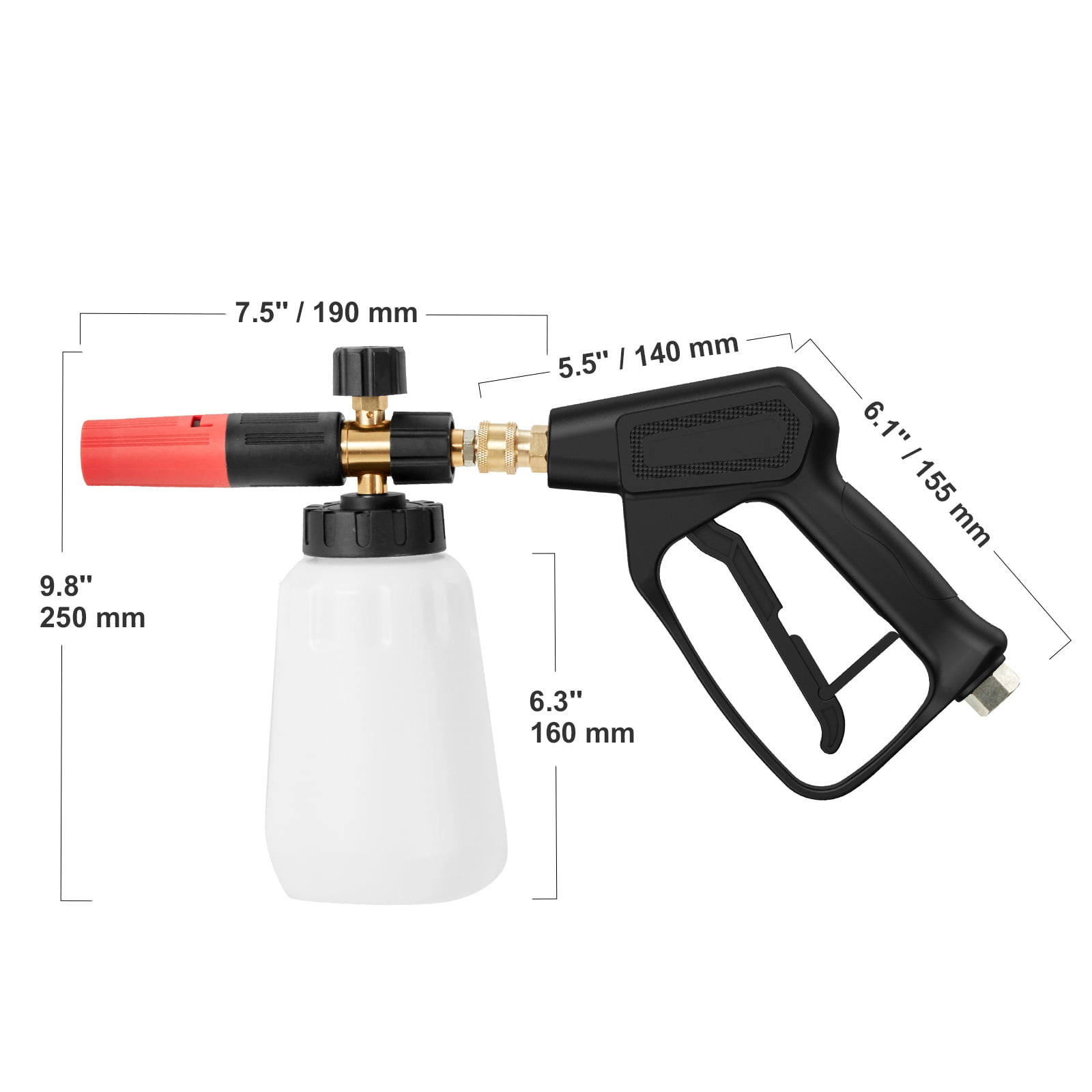 VEVOR 1/4" Snow Foam Pressure Washer Gun 4000PSI Car Wash Soap Lance Spray
