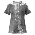thumbnail image 4 of Fiudx Tops para Mujer Camiseta Estampada a La Moda para Mujer, Blusa de Manga Corta con Encaje, Tops Informales con Cuello Redondo, 4 of 4
