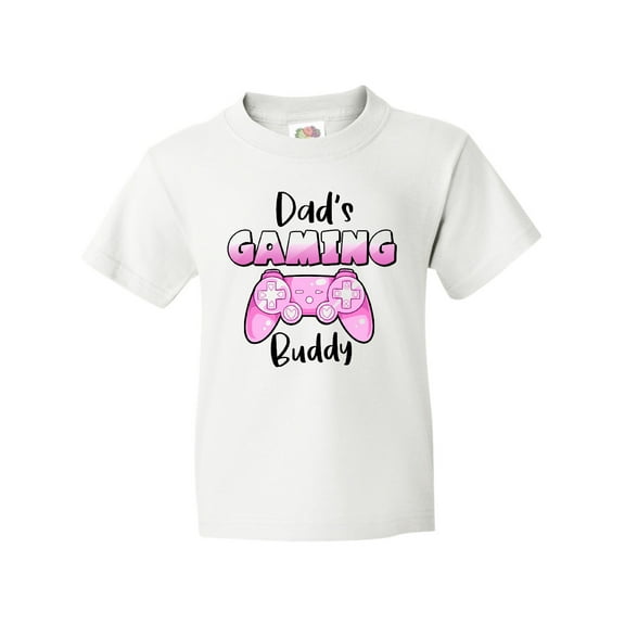 Inktastic Dad's Gaming Buddy- Pink Controller Youth T-Shirt