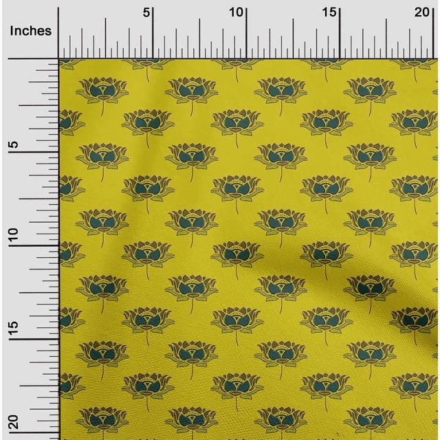 oneOone Viscose Jersey Fabric Lotus Block Print Fabric BTY 60 Inch Wide