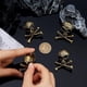 thumbnail image 3 of 4 broches y prendedores góticos plateados y dorados con forma de calavera y tibias cruzadas, estilo punk, de aleación. Ideales para decorar abrigos, chaquetas y otros atuendos de hombre y mujer., 3 of 9