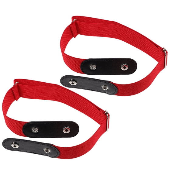 BESTYASH Invisible Elastic Waist Belt Red PU Comfortable for Pants 2Pcs