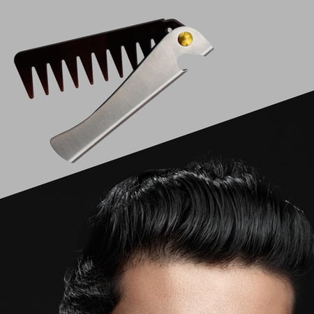Folding Beard Comb for Men Stainless Steel Grooming Combing Hair Use Dry or with Fine Tooth