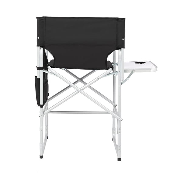 BoldGear 26" Tall Directors Chair Height Seat Folding with Side Table Storage Bag, Support for 300Lbs Portable Makeup Artist Chair with Bar Height(Black)