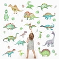 thumbnail image 3 of 2 piezas de calcomanías de pared de dinosaurios de acuarela, pegatinas removibles de pies de dinosaurio para dormitorio, decoración de pared para sala de juegos de guardería de dinosaurios l, 3 of 5