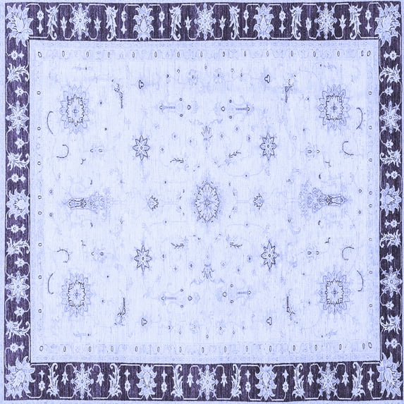 Ahgly Company Machine Washable Indoor Square Abstract Blue Modern Area Rugs, 7' Square