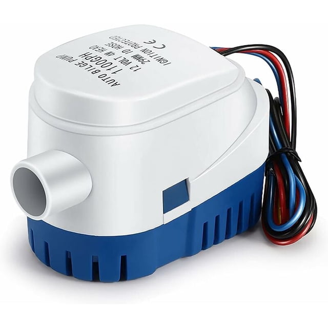 Marine Bilge Pump, Automatic Submersible 12V Water Pump with Built-In Float Switch for Boats, Ponds, Swimming Pools (1100GPH)